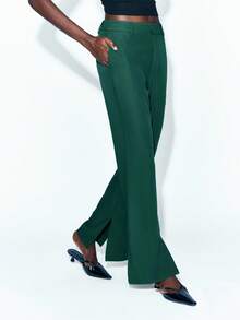 Maija 1 pezzo Pantaloni da donna aderenti a vita alta di colore verde scuro, adatti per l'inizio dell'autunno, pantaloni verde smeraldo, autunno inverno 2025, Natale, Capodanno - Verde - Visualizzare 8