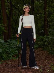 In My Nature 女式字母印花插肩袖短款修身户外 T 恤修身衬衫 - 薄荷綠 - 查看 7