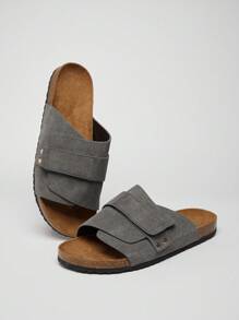 SHUZIA Men's Comfortable Arch Support Adjustable Strap Cork Footbed Sandals - Dark Grey - View 6