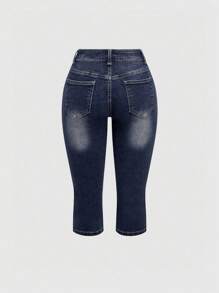 ROMWE Fairycore Jeans capri para mujer de verano con diseño retro de mariposas, bordado de lentejuelas