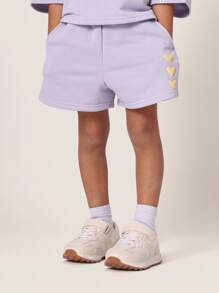 SUMWON Self Love Crew Co-Ord Set Two Piece Outfit Kids Leisure Wear Matching Top And Shorts Wear Athleisure Spring Summer Active - Mauve Purple - View 4
