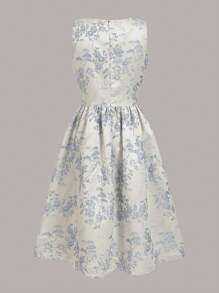 Fairmaia Traditional German Elegant Vintage Jacquard Patchwork Women Dress German Traditional Women Floral Square Neck Sleeveless Dirndl Dress, For Oktober Dirndl, Halloween