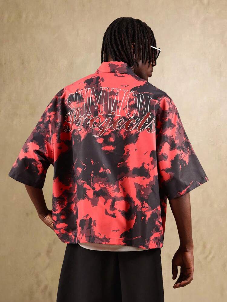 Tie Dye Button Up Shirt With Back Logo Print