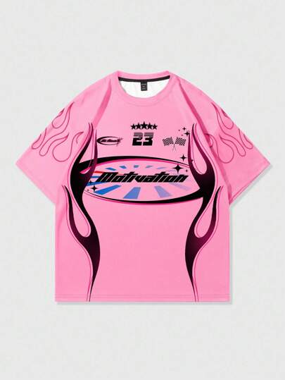 Street Life Maglietta da corsa a maniche corte con slogan stampato per uomo, adatta per il normale utilizzo in primavera ed estate, scuola