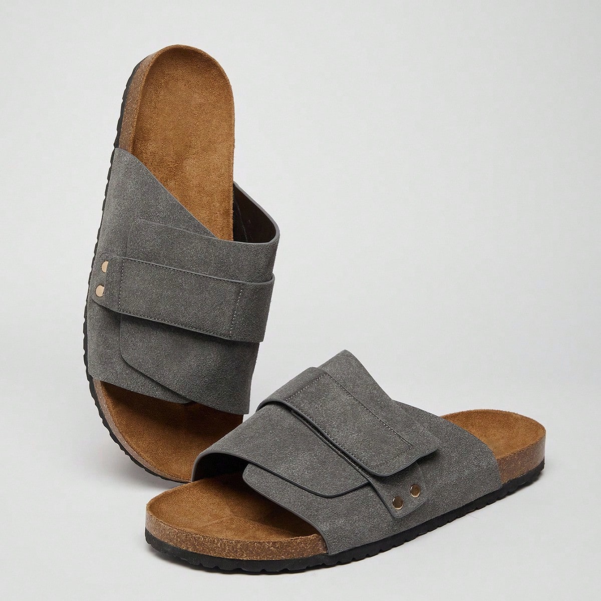 Sandalias con plantilla de corcho, con soportes de arco y correas ajustables, cómodas para hombres
