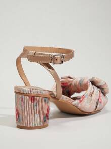 SHUZIA Ladies Vintage Floral Chunky Block Heel With Bow - Multicolor - View 4