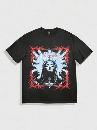 Street Life Herren Lässig T-Shirt mit Buchstaben- und Ziffer-Muster, Rundhalsausschnitt, Kurzarm, Sommer