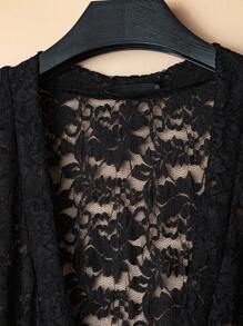 SHEIN LUNE Women's Double-Breasted Hollow Transparent Lace Trumpet Sleeve Jacket Going Out Tops Vacation Elegant Lace Top