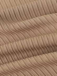 青少年女孩休闲基础款纯色针织弹力长袖汗衫，多件装，秋冬季休闲日常穿着和上学日常必备单品 - 淡紫色 - 查看 7