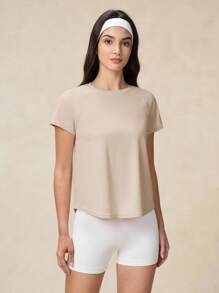 OutZeal 女士户外运动T恤，防紫外线，凉爽触感，交叉褶皱设计 - 卡其色 - 查看 8