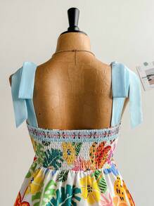 Dreamara Plus Size Women Floral Print Tie Strap Casual Dress, Vacation Or Back To School Outfit, Fall Clothing - Multicolor - View 2