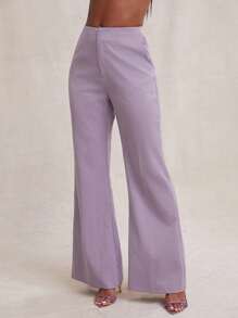 NYA SZN 裤子 高腰休闲裤 柔软针织喇叭裤 节日裤 女士套装的一部分 - 紫色 - 查看 4