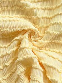 Soleia 2 件套女士度假装 - 甜美可爱浪漫乡村风格淡黄色纹理针织 V 领细肩带上衣和短裤套装，波西米亚风，波西米亚风，浪漫花卉 - 黃色 - 查看 7