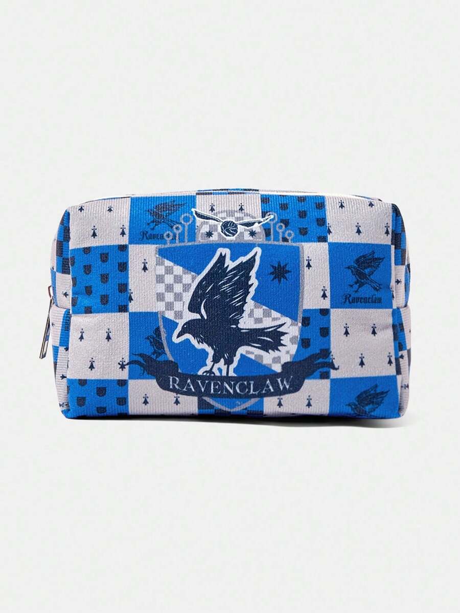 HARRY POTTER X SHEIN 1 件鹰图案绗缝化妆包，带拉链的便携式化妆收纳袋，多功能收纳包，轻便旅行包，男女适用