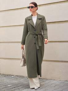 CLARA VERO 女式卡其绿色系带休闲风衣 - 軍綠色 - 查看 7