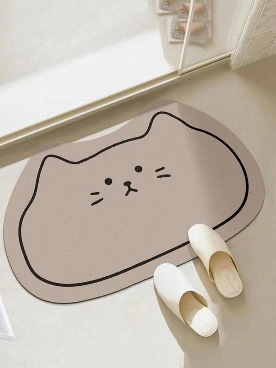 SHEIN Cartoon Patterned Silicone Bathroom Soft Mat, Quick-Drying And Water Absorbing Carpet For Toilet Entrance, Dirt-Resistant Foot Mat For Home Use Home Bathroom Decor Bath Rug Outdoor Rug Door Mat Summer Bathroom Accessories Back To School