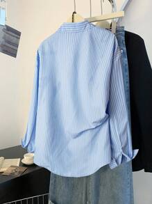 Franclia Women's Stripe Print Front Button Casual Long Sleeve Shirt Fall Cloth For Women