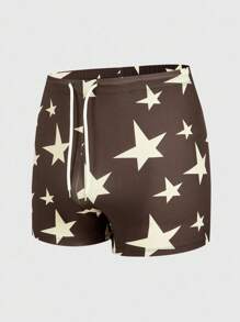 ROMWE MEN Street Life Men's Star Printed Drawstring Waist Casual Swimming Trunks - Multicolor - View 3