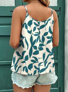 EMERY ROSE 大码女式树叶印花优雅休闲吊带背心，适合夏季外出和度假穿着 - 彩色 - 查看 5