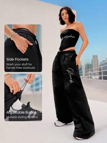 GLOWMODE Studio Flow Jogginghose mit gewebten Taschen, Kordelzug in der Taille, verstellbare Beinöffnung, reflektierend, weite, oversized Form, für Low-Impact Tanz, Yoga, Pilates, Barre, Studio und alltägliche Freizeitgestaltung