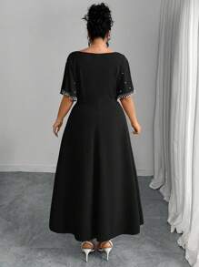 Modelyn Vestido elegante con aplicaciones de cuentas para tallas grandes - Negro - Ver 2