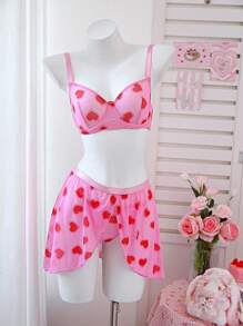 SHEIN 3pcs/Set Printed Mesh Front Opening Underwire Sexy Women Lingerie Set - Multicolor - View 7