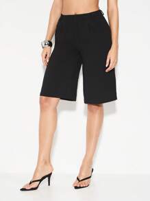 KIZN 女士定制百慕大短裤商务专业阔腿办公室夏季春秋季正装短裤及膝专业裤装短裤