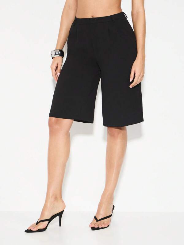 KIZN 女士定制百慕大短裤商务专业阔腿办公室夏季春秋季正装短裤及膝专业裤装短裤