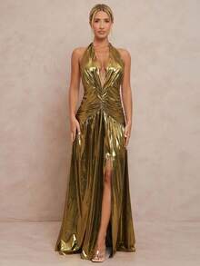 Lumalex Đầm dài màu vàng kim loại xếp ly cổ chữ V kiểu nữ thần mùa đông thu cho nữ, đầm dài vàng, đầm dạ hội vàng, đầm lộng lẫy, đầm màu đồng, đầm nghỉ dưỡng 2025, đầm sang trọng, đầm thanh lịch mùa thu, đầm nữ sang trọng, đầm dạ hội, đầm dự tiệc, đầm tiệc tùng, đầm kín đáo, đầm quý tộc, đầm lấp lánh, đầm lễ hội, đầm đi chơi, đầm ngoài trời, đầm nhiều lớp, đầm cưới, đầm tiệc, đầm Al-Adha, đầm năm mới, đầm sang trọng mùa thu, đầm dạ hội, đầm lãng mạn tinh tế, đầm hở lưng, đầm dự tiệc phải có. - Vàng - Xem 7