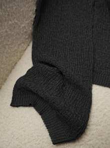 Franclia 女士休闲半透明V领开衫，春夏 - 黑色 - 查看 3