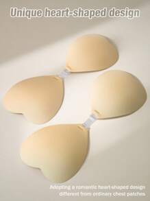 SHEIN Heart Shaped Invisible Nipple Cover, Waterproof, Sweatproof, Seamless Push Up Bra Pasties - Apricot - View 2