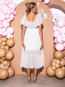 Loomaby Vestido de maternidad para revelación de género, vestido de maternidad para baby shower - Blanco - Ver 6