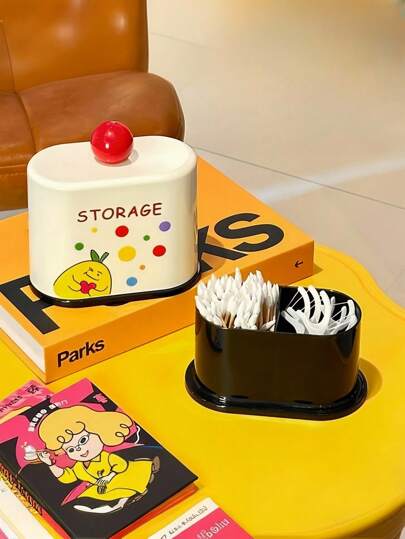 Goth 1pc Colourful Boho Chic Toothpick Dispenser With Patterned Stickers Unique Tabletop Storage