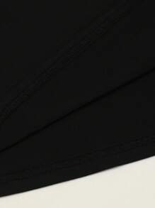 EMERY ROSE T-shirt col rond imprimé lettre et guitare, t-shirt casual à manches courtes pour le printemps et l'été, vêtements pour femmes - Noir - Voir 3