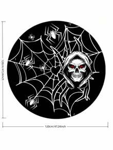 ROMWE 1pc Gothic Style Dark Spider WebRound Floor Mat, Round Halloween Floor Mat ,Theme Party ,Decoration Carpet - Multicolor - View 3