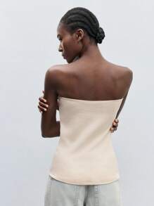 Maija Zipper & Side Split Design Bandeau Top,Autumn Outfits For Women