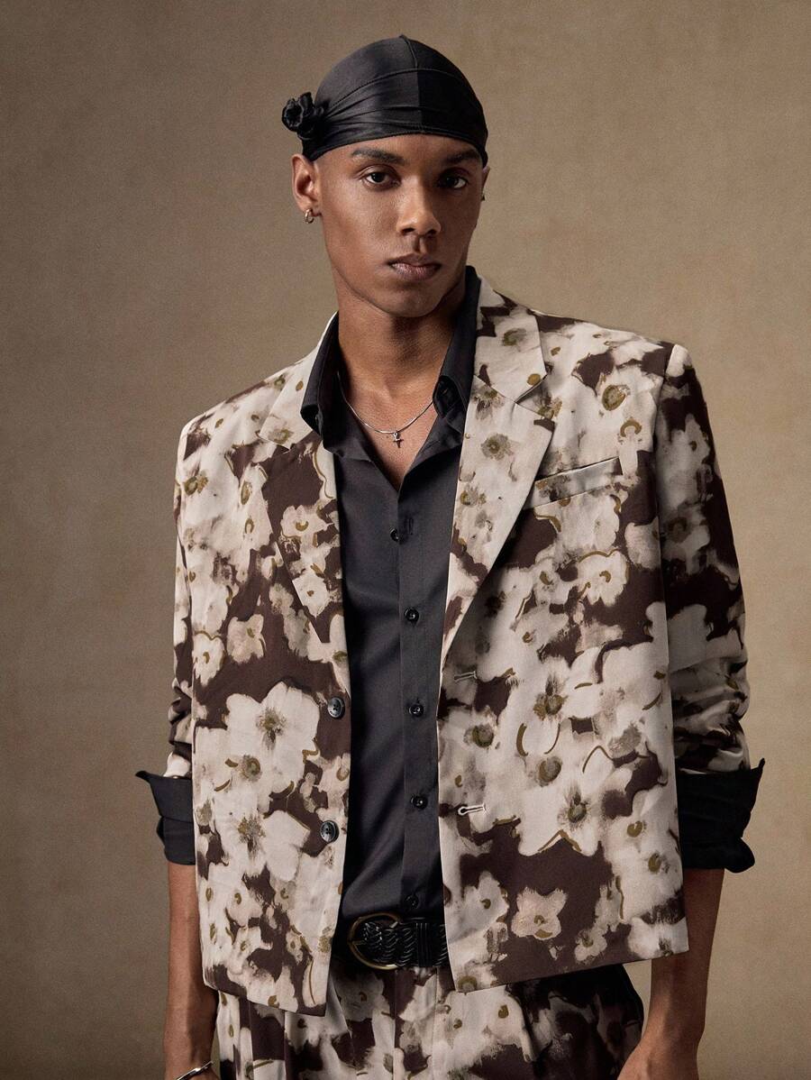 AKNOTIC Business Casual Áo khoác Blazer tay dài dáng rộng thoải mái cho nam, dành cho mùa thu đông - màu đen - Xem 1