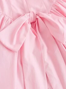 Tween Girls' Elegant Pink Sleeveless Midi Dress, Summer - Multicolor - View 4