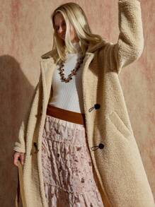 EURMUSE Women Casual Loose Long Faux Fur Coats, Warm & Fashionable Daily Wear - Beige - View 5