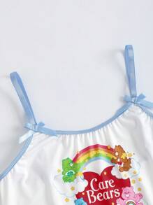 SHEIN X Care Bears 女士字母和卡通熊图案吊带背心和平角裤内衣套装 - 藍色 - 查看 7