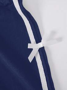 Tween Girls Casual American College Style Green Striped Pants Fall Winter - Navy Blue - View 6