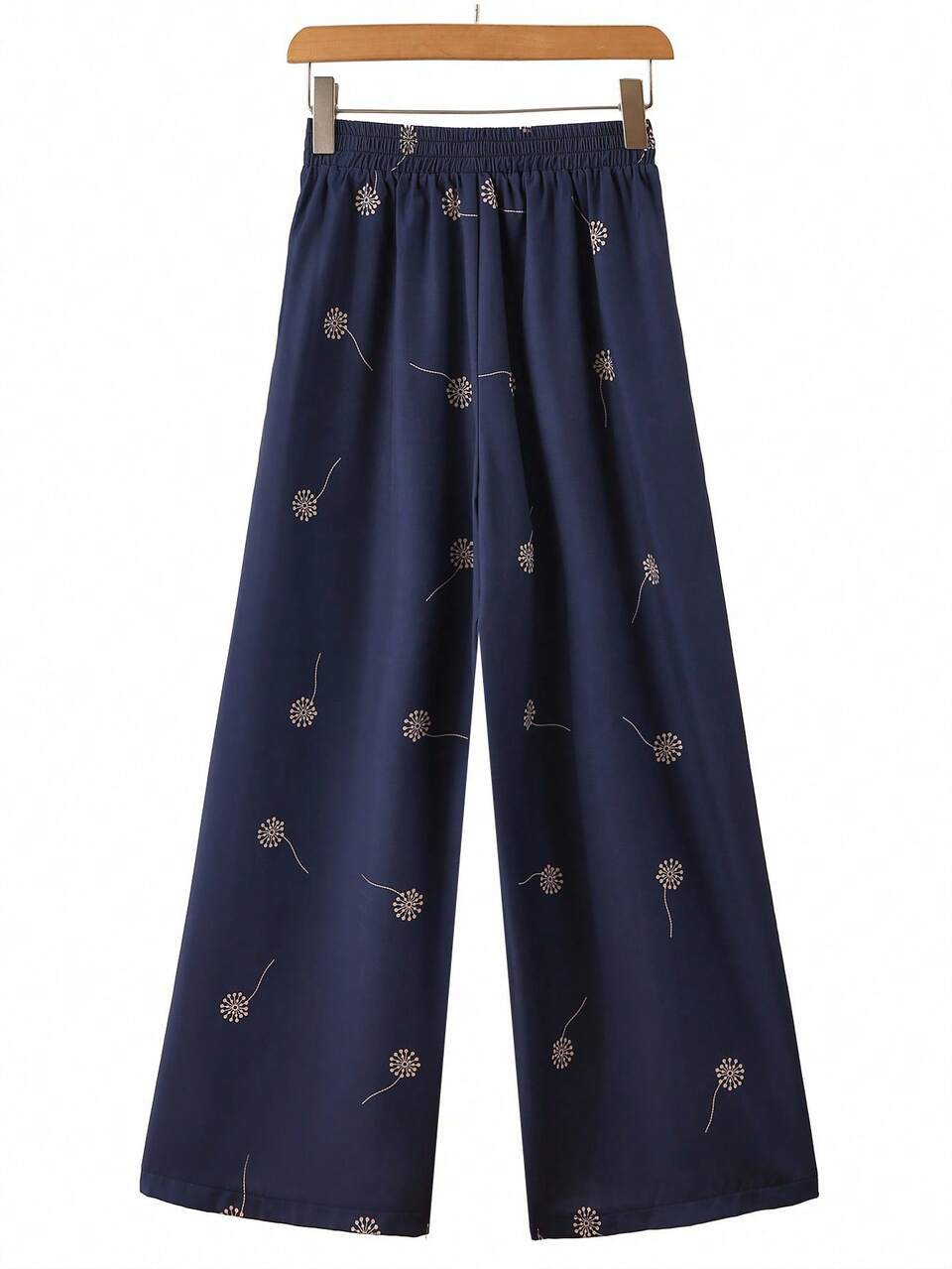 Women's Casual Versatile Everyday Wide Leg Relaxed Fit Elastic Waist Pants Back Tol Autumn Women Clothes Old Money Style Business Woman Home Navy Blue