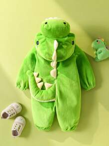 SHEIN Newborn Cute 3D Plush Little Dinosaur Jumpsuit With Long Sleeve And Pants Fall Winter