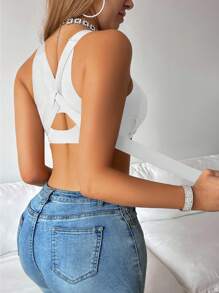 SHEIN 1pc Women's Underwire Front Closure Bra, Lift, Support, And Correct For Small Bust, Avoid Sagging, Backfat, And Posture Issues, Sports/Daily Wear - White - View 7