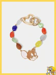 TOM & JERRY X SHEIN Pulsera con cuentas con estampado de ratón adorable y a la moda - Multicolor - Ver 1