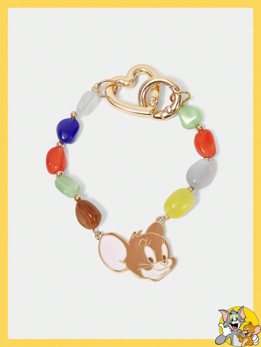 TOM & JERRY X SHEIN Pulsera con cuentas con estampado de ratón adorable y a la moda - Multicolor - Ver 1