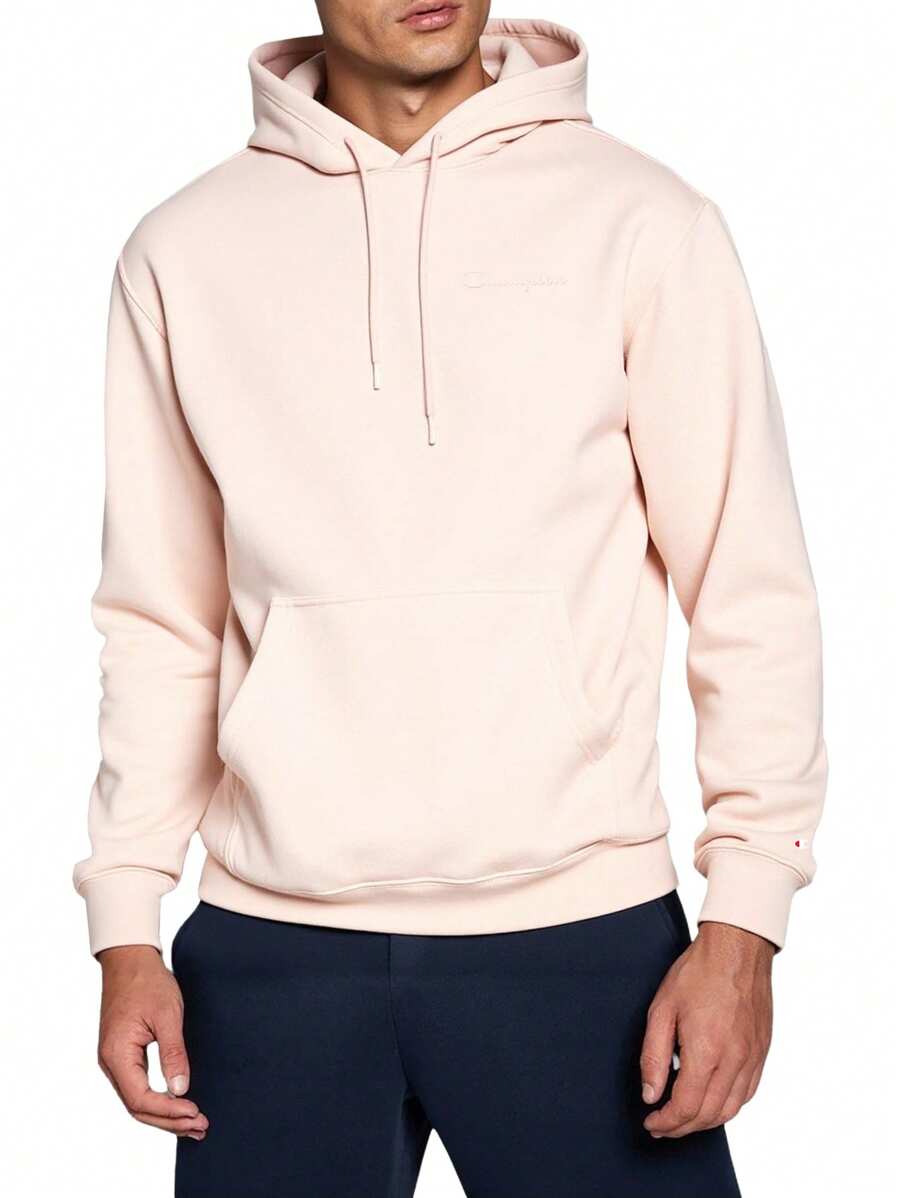 Champion Men's Casual Versatile Minimalist Pocket Drawstring Hoodie - Pink - View 1