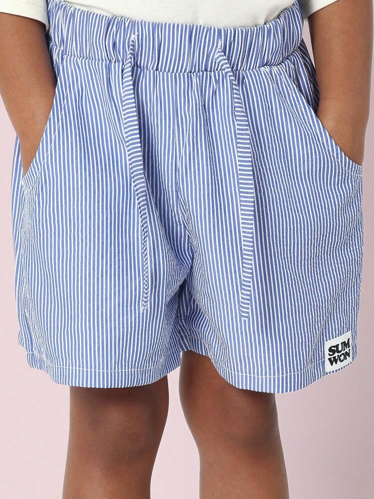 Lemonade Print Crop Top With Striped Shorts Coordinates