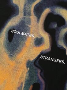 ROMWE MEN Grunge Punk Men's Retro Street Silhouette & Thermal Imaging Figure Print Short Sleeve T-Shirt, Summer, 2000s Style, Fall/Winter