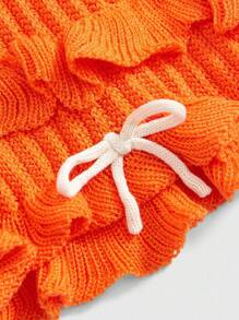ROMWE Fairycore Vacation Style Handmade Crochet Floral Plus Size Bikini Knitted Set - Orange - View 3